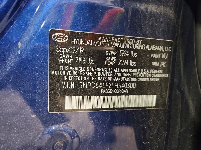 2020 Hyundai Elantra მანქანა იყიდება აუქციონზე, vin: 5NPD84LF2LH540300, აუქციონის ნომერი: 52261036