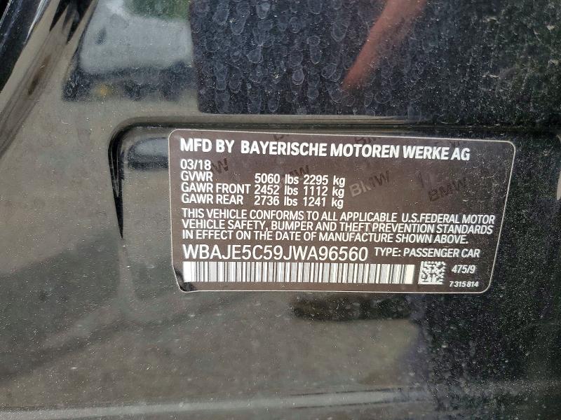 Aukcja sprzedaży 2018 Bmw 540, vin: WBAJE5C59JWA96560, numer aukcji: 55176396
