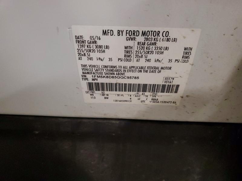 Продажа на аукционе авто 2016 Ford Explorer, vin: 1FM5K8D85GGC95785, номер лота: 51911186