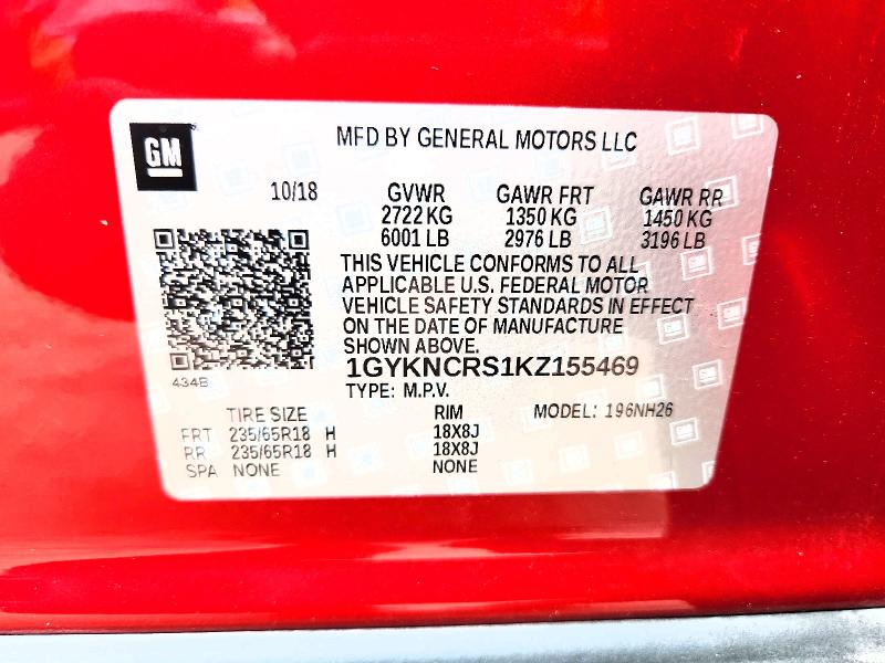 53051606 :رقم المزاد ، 1GYKNCRS1KZ155469 vin ، 2019 Cadillac Xt5 مزاد بيع