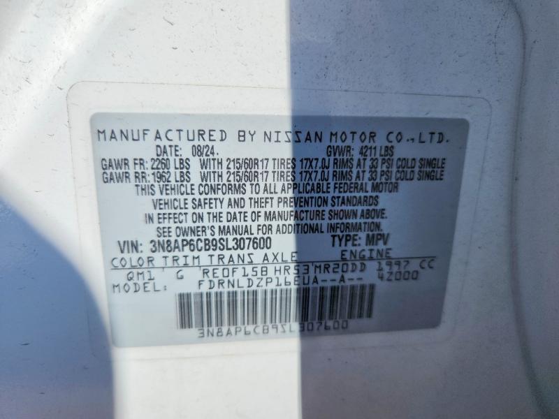 54803266 :رقم المزاد ، 3N8AP6CB9SL307600 vin ، 2025 Nissan Kicks مزاد بيع