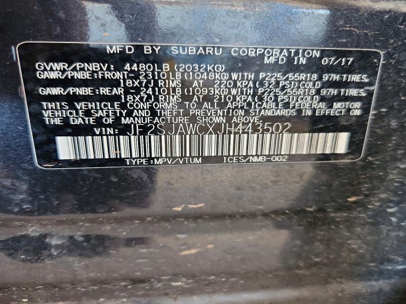 52419606 :رقم المزاد ، JF2SJAWCXJH443502 vin ، 2018 Subaru Forester مزاد بيع