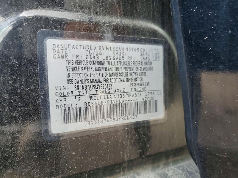 55437856 :رقم المزاد ، 3N1AB7AP8JY326433 vin ، 2018 Nissan Sentra مزاد بيع