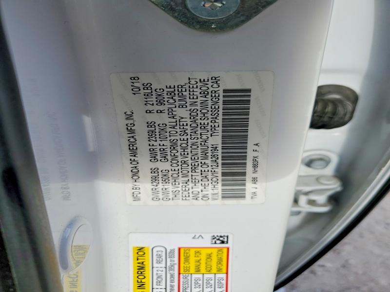 Продажа на аукционе авто 2018 Honda Accord, vin: 1HGCV1F12JA261941, номер лота: 53778966
