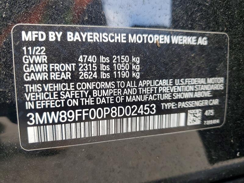 52312286 :رقم المزاد ، 3MW89FF00P8D02453 vin ، 2023 Bmw 330xi مزاد بيع