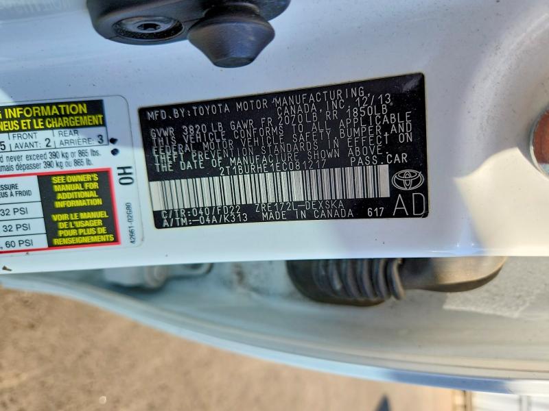 Продаж на аукціоні авто 2014 Toyota Corolla, vin: 2T1BURHE1EC081217, номер лоту: 54151876