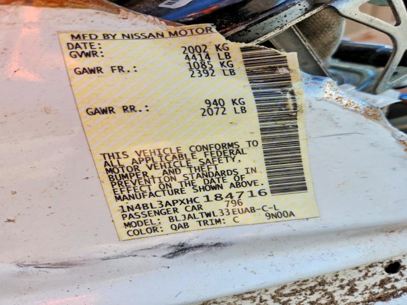 51883696 :رقم المزاد ، 1N4BL3APXHC184716 vin ، 2017 Nissan Altima مزاد بيع