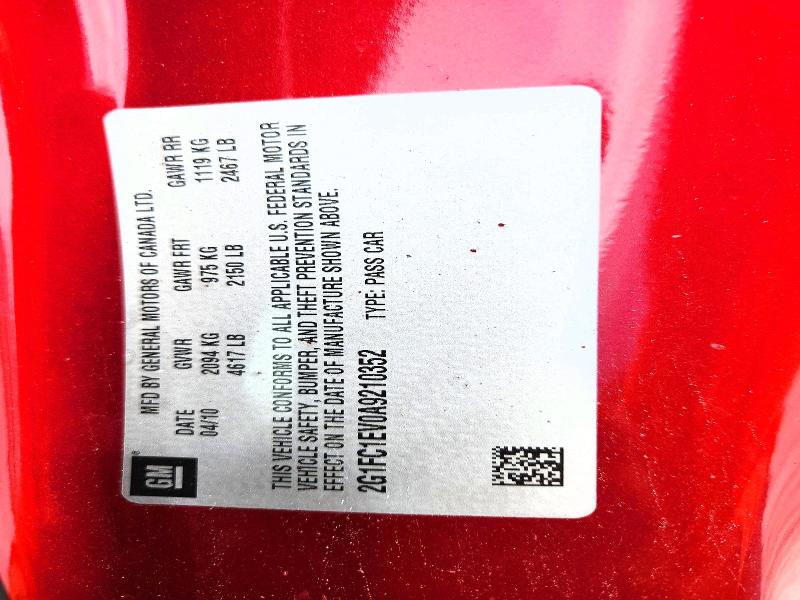 Продаж на аукціоні авто 2010 Chevrolet Camaro, vin: 2G1FC1EV0A9210352, номер лоту: 52213186