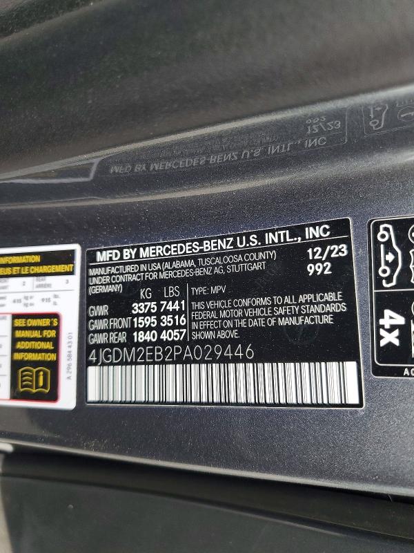 2023 Mercedes-benz Eqs Suv მანქანა იყიდება აუქციონზე, vin: 4JGDM2EB2PA029446, აუქციონის ნომერი: 55028826