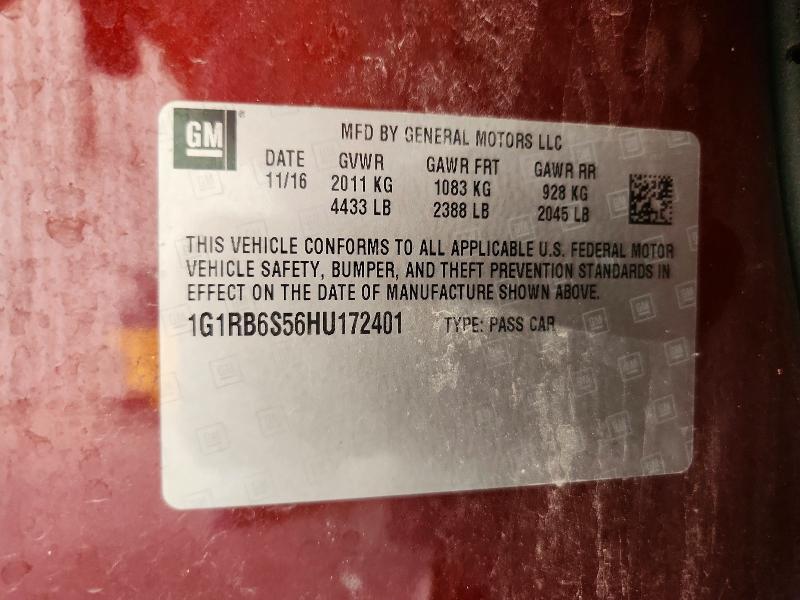 52754206 :رقم المزاد ، 1G1RB6S56HU172401 vin ، 2017 Chevrolet Volt مزاد بيع