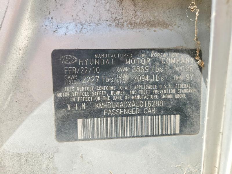 Продаж на аукціоні авто 2010 Hyundai Elantra, vin: KMHDU4ADXAU016288, номер лоту: 53055956