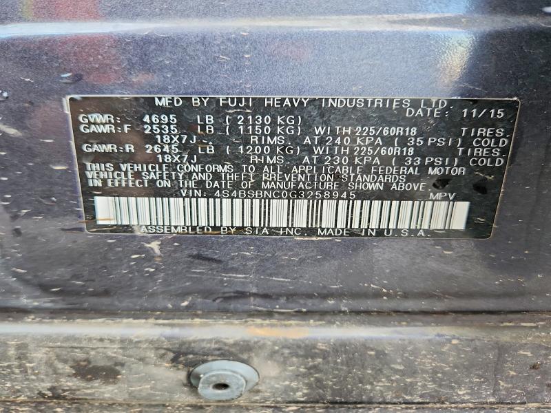 Aukcja sprzedaży 2016 Subaru Outback, vin: 4S4BSBNC0G3258945, numer aukcji: 54698816