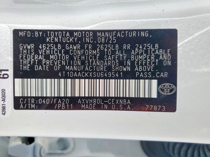 Продажа на аукционе авто 2025 Toyota Camry, vin: 4T1DAACKXSU649541, номер лота: 53370166