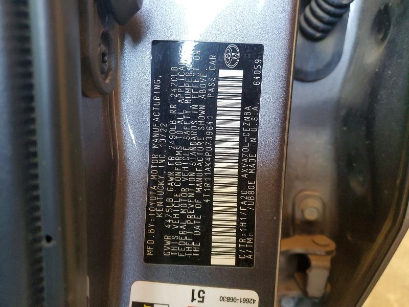 Aukcja sprzedaży 2023 Toyota Camry, vin: 4T1R11AK4PU739641, numer aukcji: 53106526