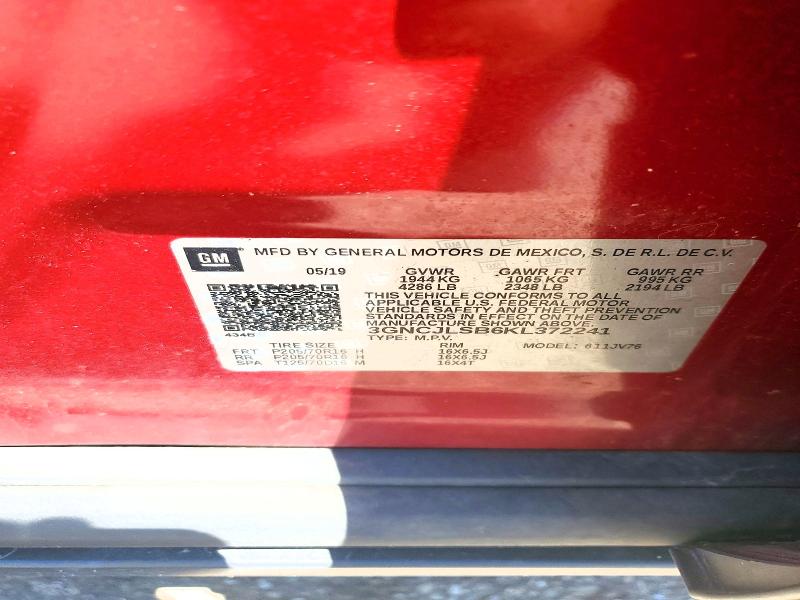 Aukcja sprzedaży 2019 Chevrolet Trax, vin: 3GNCJLSB6KL372241, numer aukcji: 53383916