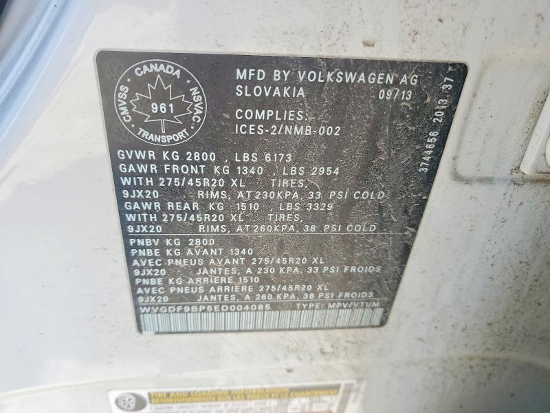 Продажа на аукционе авто 2014 Volkswagen Touareg, vin: WVGDF9BP5ED004085, номер лота: 54970966
