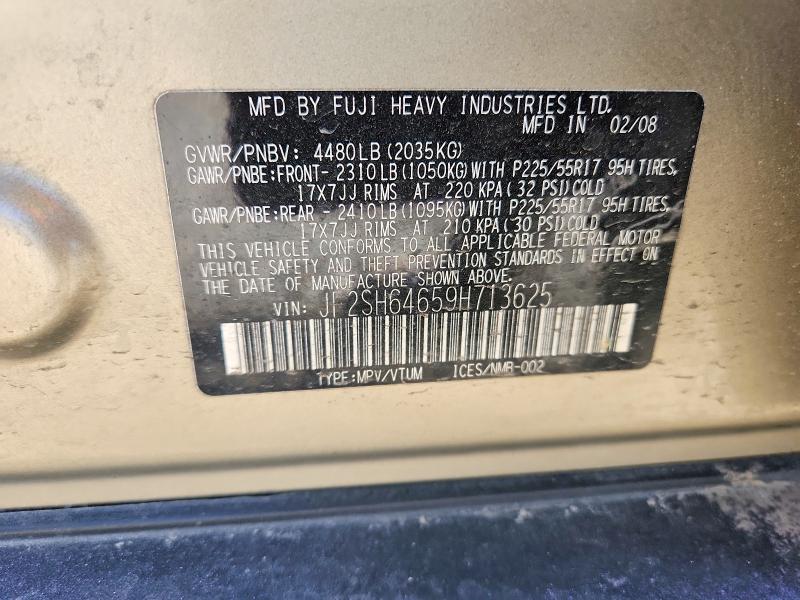 53326856 :رقم المزاد ، JF2SH64659H713625 vin ، 2009 Subaru Forester مزاد بيع