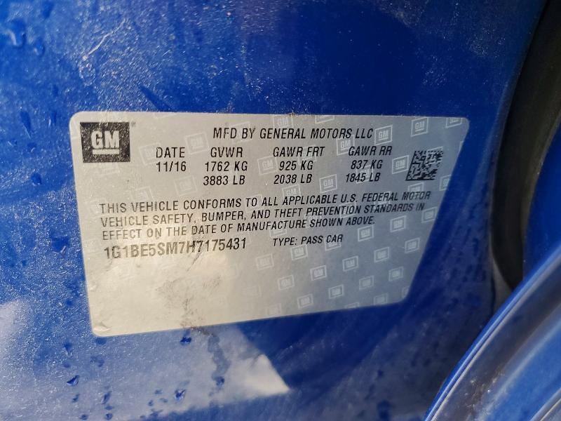 54848436 :رقم المزاد ، 1G1BE5SM7H7175431 vin ، 2017 Chevrolet Cruze مزاد بيع