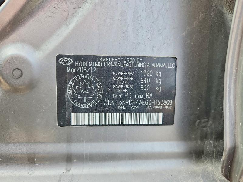 Aukcja sprzedaży 2013 Hyundai Elantra, vin: 5NPDH4AE6DH153809, numer aukcji: 52216356