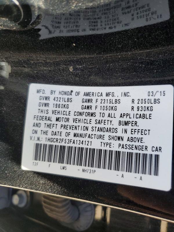 Продаж на аукціоні авто 2015 Honda Accord, vin: 1HGCR2F53FA134121, номер лоту: 53837766
