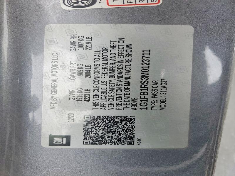 Aukcja sprzedaży 2021 Chevrolet Camaro, vin: 1G1FB1RS3M0123711, numer aukcji: 54861496