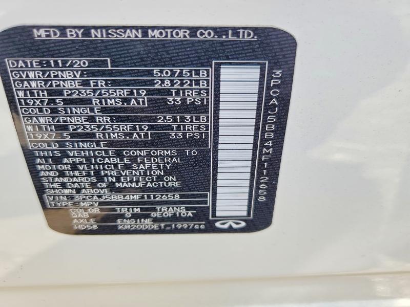 Продажа на аукционе авто 2021 Infiniti Qx50, vin: 3PCAJ5BB4MF112658, номер лота: 54075596