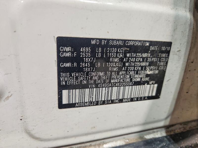 Продажа на аукционе авто 2019 Subaru Outback, vin: 4S4BSATC4K3255567, номер лота: 54872396