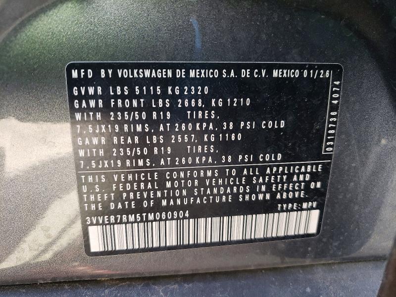 Aukcja sprzedaży 2026 Volkswagen Tiguan, vin: 3VVER7RM5TM060904, numer aukcji: 55072456