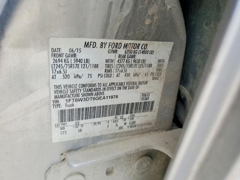 2016 Ford F350 მანქანა იყიდება აუქციონზე, vin: 1FT8W3DT6GEA11976, აუქციონის ნომერი: 50940726