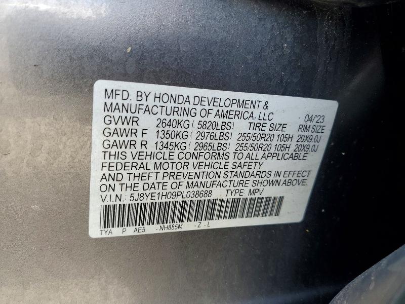 2023 Acura Mdx მანქანა იყიდება აუქციონზე, vin: 5J8YE1H09PL038688, აუქციონის ნომერი: 54920886