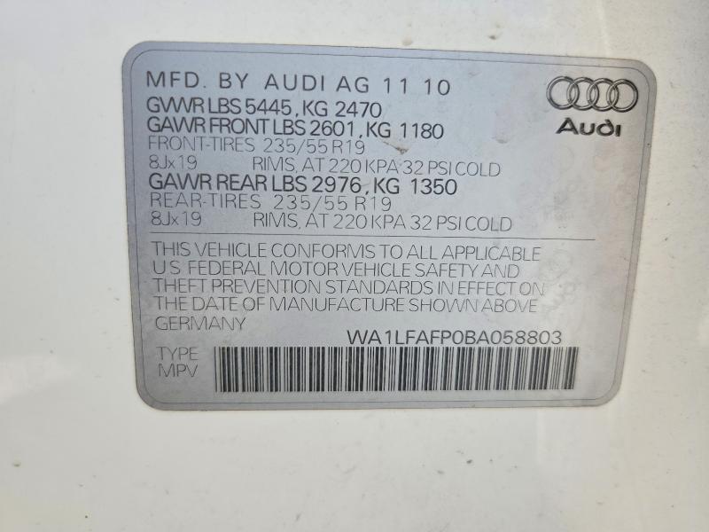 Aukcja sprzedaży 2011 Audi Q5, vin: WA1LFAFP0BA058803, numer aukcji: 55097996