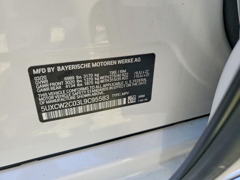52205546 :رقم المزاد ، 5UXCW2C03L9C95583 vin ، 2020 Bmw X7 مزاد بيع