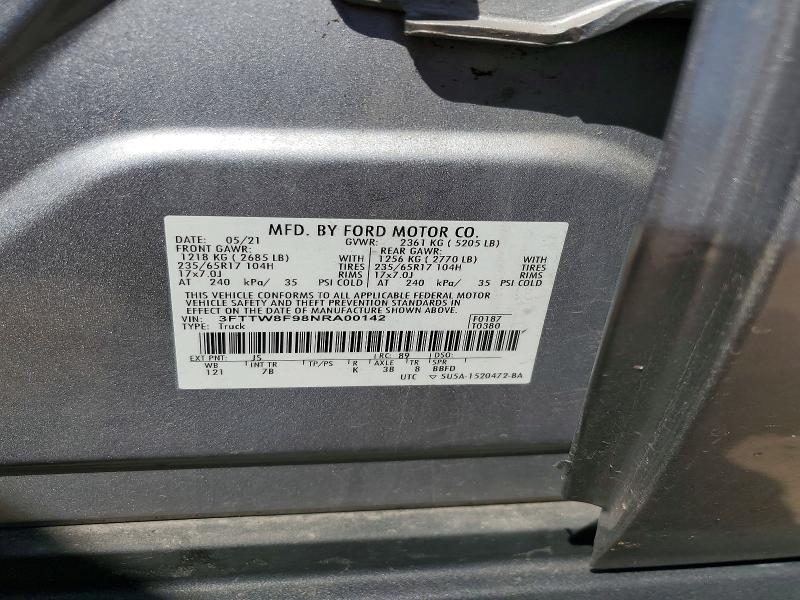 2022 Ford Maverick მანქანა იყიდება აუქციონზე, vin: 3FTTW8F98NRA00142, აუქციონის ნომერი: 53571946