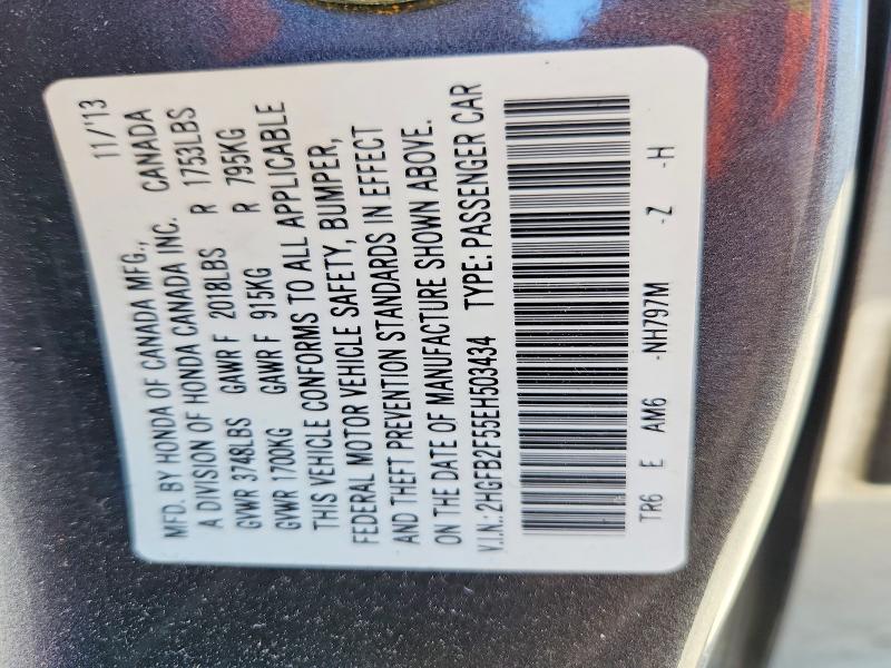 Продаж на аукціоні авто 2014 Honda Civic, vin: 2HGFB2F55EH503434, номер лоту: 53402056