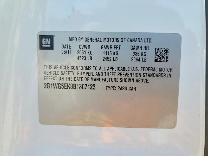 54195856 :رقم المزاد ، 2G1WG5EK8B1307123 vin ، 2011 Chevrolet Impala مزاد بيع