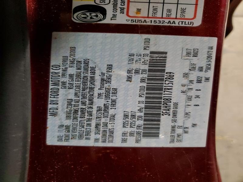 Aukcja sprzedaży 2007 Ford Fusion, vin: 3FAHP08117R157869, numer aukcji: 52492456