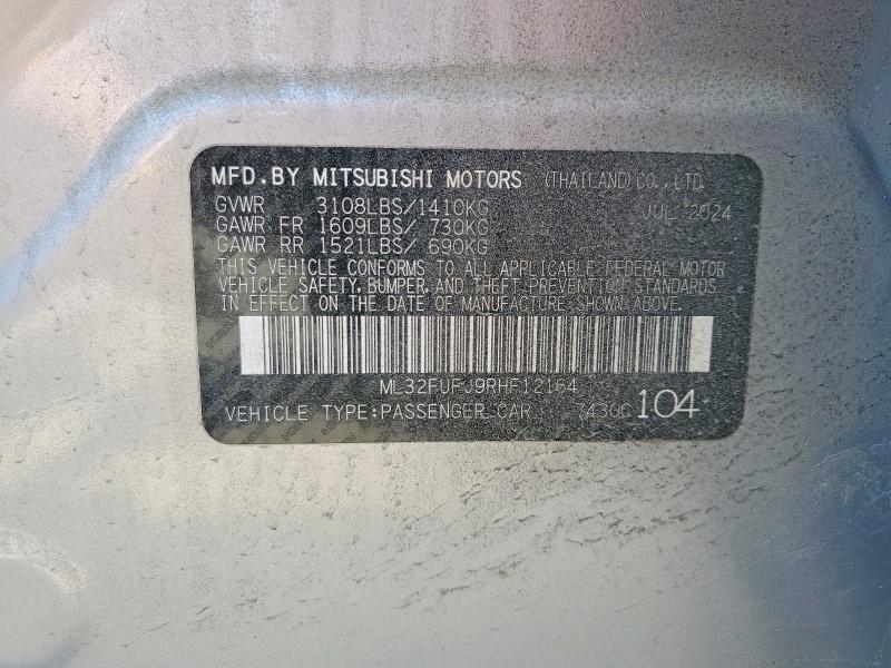 Aukcja sprzedaży 2024 Mitsubishi Mirage, vin: ML32FUFJ9RHF12164, numer aukcji: 52470936