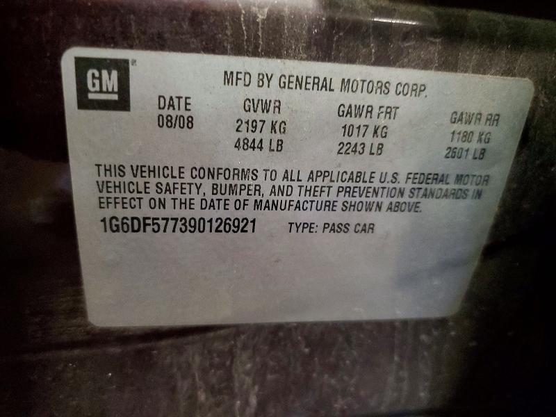 2009 Cadillac Cts მანქანა იყიდება აუქციონზე, vin: 1G6DF577390126921, აუქციონის ნომერი: 54048466