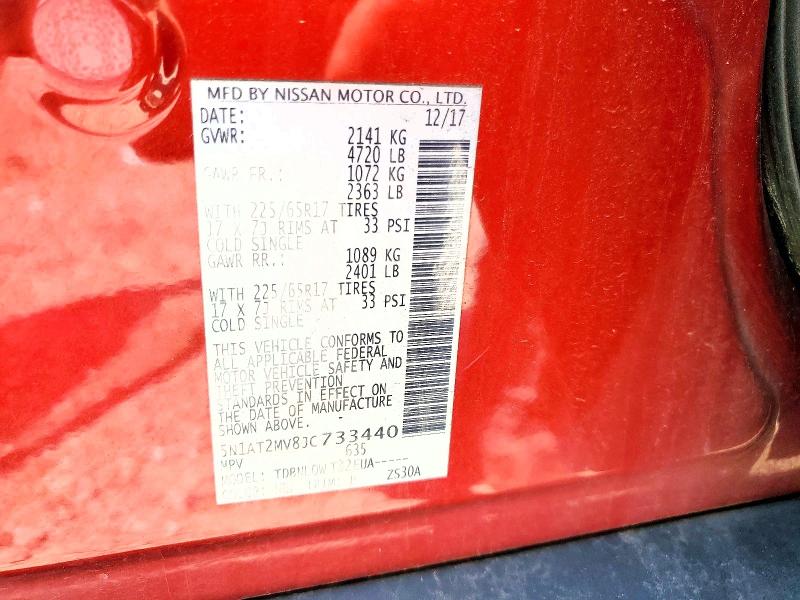 Продаж на аукціоні авто 2018 Nissan Rogue, vin: 5N1AT2MV8JC733440, номер лоту: 55130796