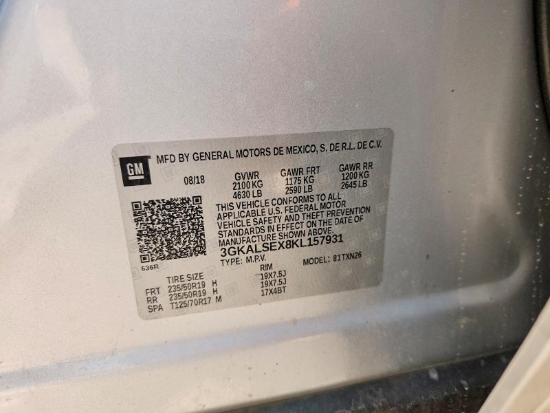 Aukcja sprzedaży 2019 Gmc Terrain, vin: 3GKALSEX8KL157931, numer aukcji: 55439146