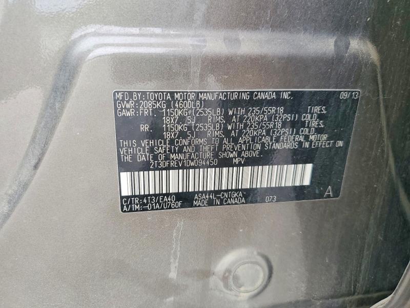 52405676 :رقم المزاد ، 2T3DFREV1DW094450 vin ، 2013 Toyota Rav4 مزاد بيع