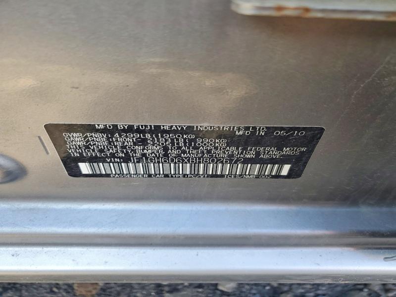 Aukcja sprzedaży 2011 Subaru Impreza, vin: JF1GH6D6XBH802672, numer aukcji: 54787016