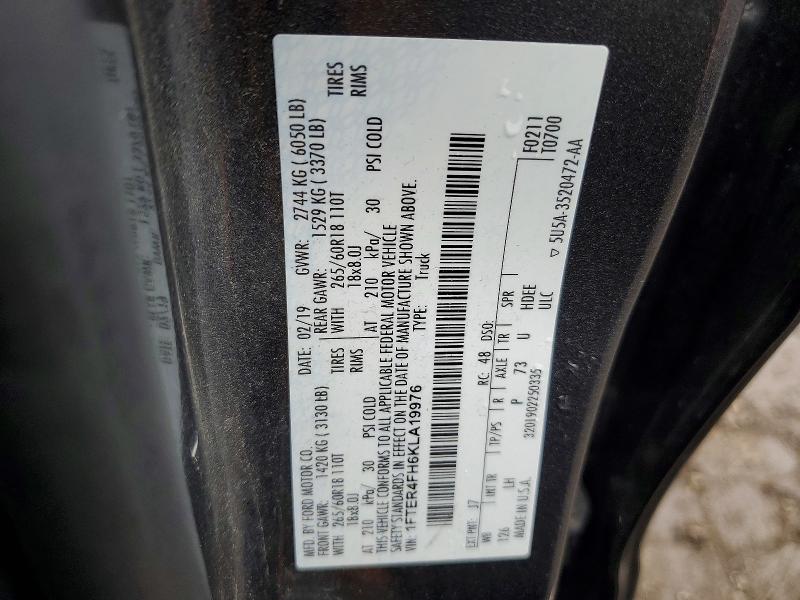 Продажа на аукционе авто 2019 Ford Ranger, vin: 1FTER4FH6KLA19976, номер лота: 52306176