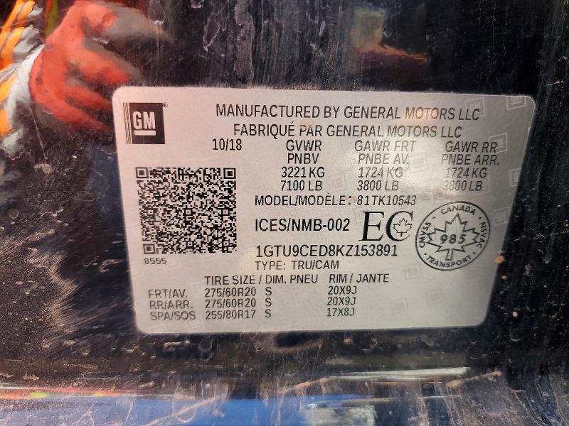 Продаж на аукціоні авто 2019 Gmc Sierra, vin: 1GTU9CED8KZ153891, номер лоту: 52511926
