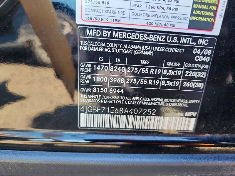 Aukcja sprzedaży 2008 Mercedes-benz Gl, vin: 4JGBF71E68A407252, numer aukcji: 55077976