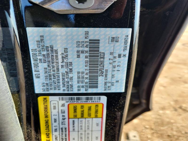 2017 Ford Fusion მანქანა იყიდება აუქციონზე, vin: 3FA6P0LU2HR138337, აუქციონის ნომერი: 53964066