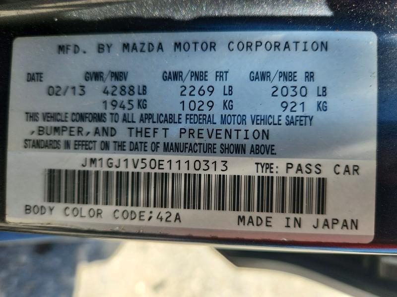 Продажа на аукционе авто 2014 Mazda 6, vin: JM1GJ1V50E1110313, номер лота: 53443396