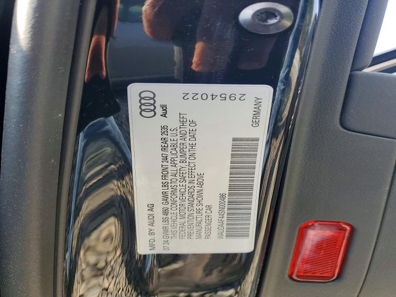 53952696 :رقم المزاد ، WAUDAAF44SN000486 vin ، 2025 Audi A4 مزاد بيع