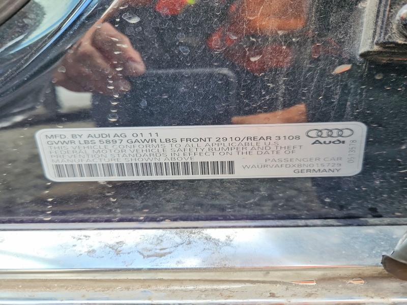 52486786 :رقم المزاد ، WAURVAFDXBN015729 vin ، 2011 Audi A8 مزاد بيع