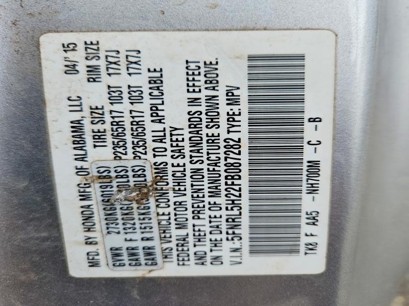 Aukcja sprzedaży 2015 Honda Odyssey, vin: 5FNRL5H22FB087282, numer aukcji: 52380226